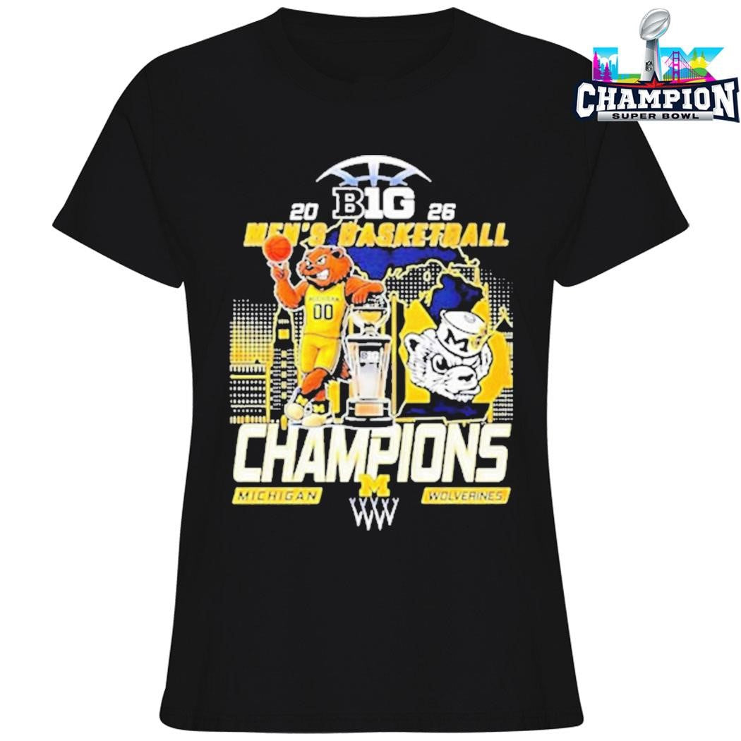 Michigan Wolverines Champions Men’s Basketball B1g Big 10 Conference 2026 Mascot Shirt
