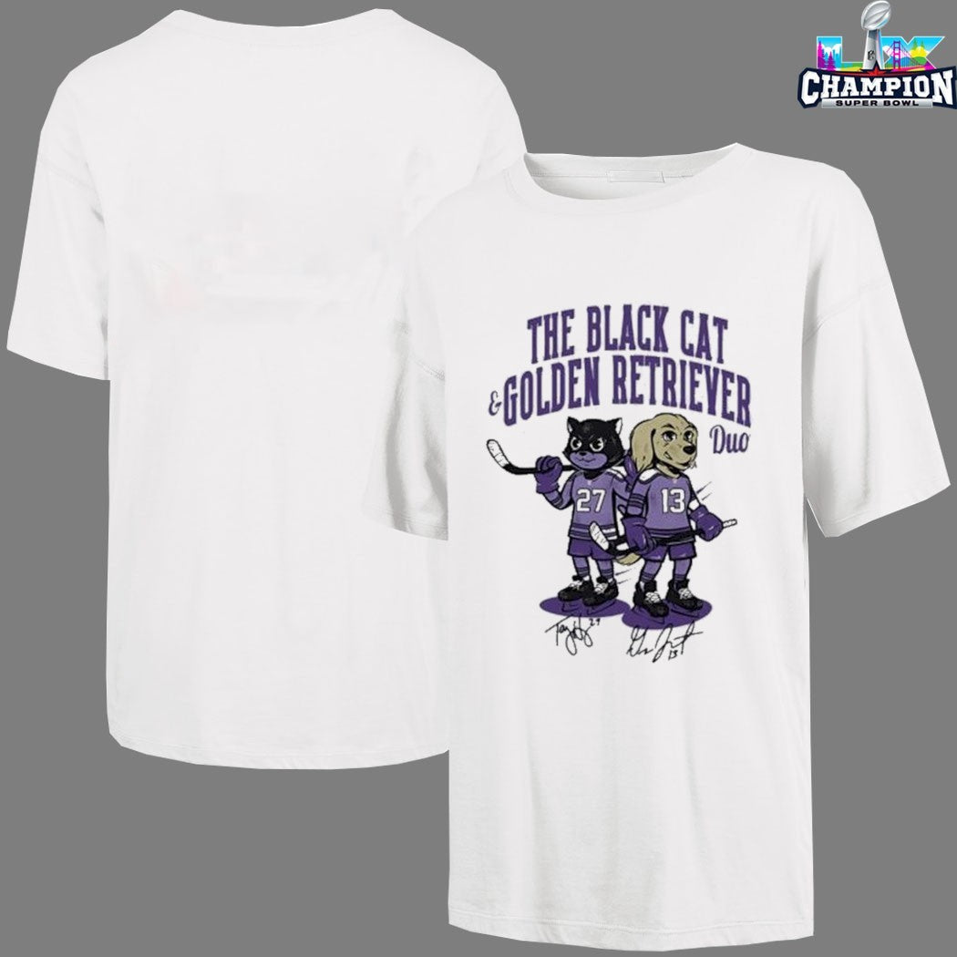 Minnesota Frost The Black Cat And Golden Retriever Duo Mascots T-shirts