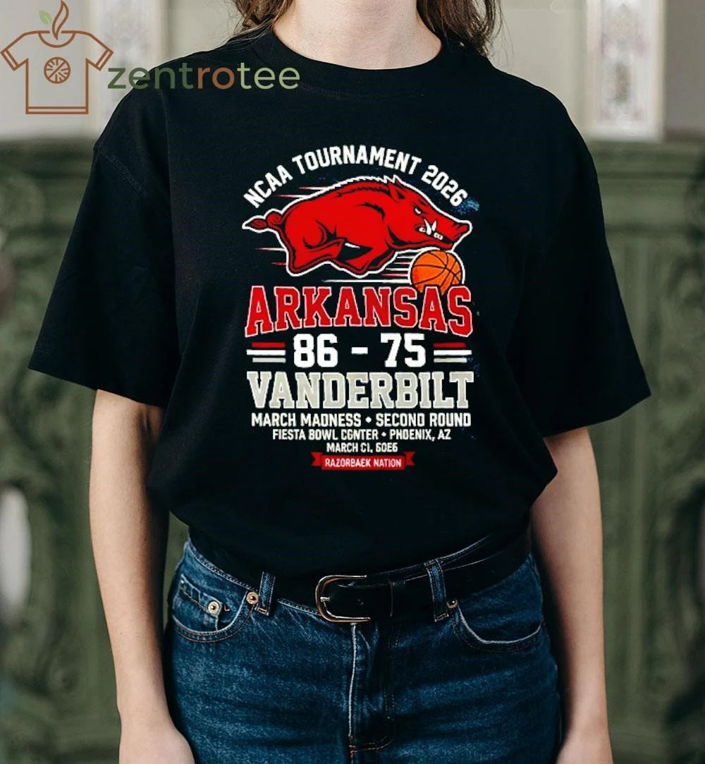 NCAA tournament 2026 Arkansas 86 75 Vanderbit shirt