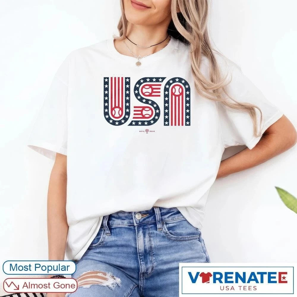 Official USA Stars, Stripes and Baseball T-Shirt