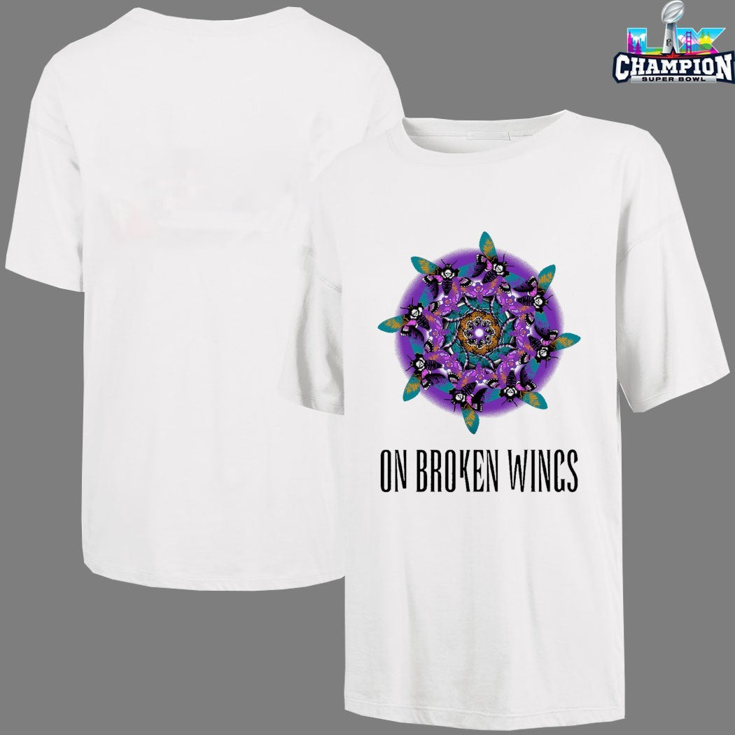 On Broken Wings Mandala Full Color Moth T-shirts