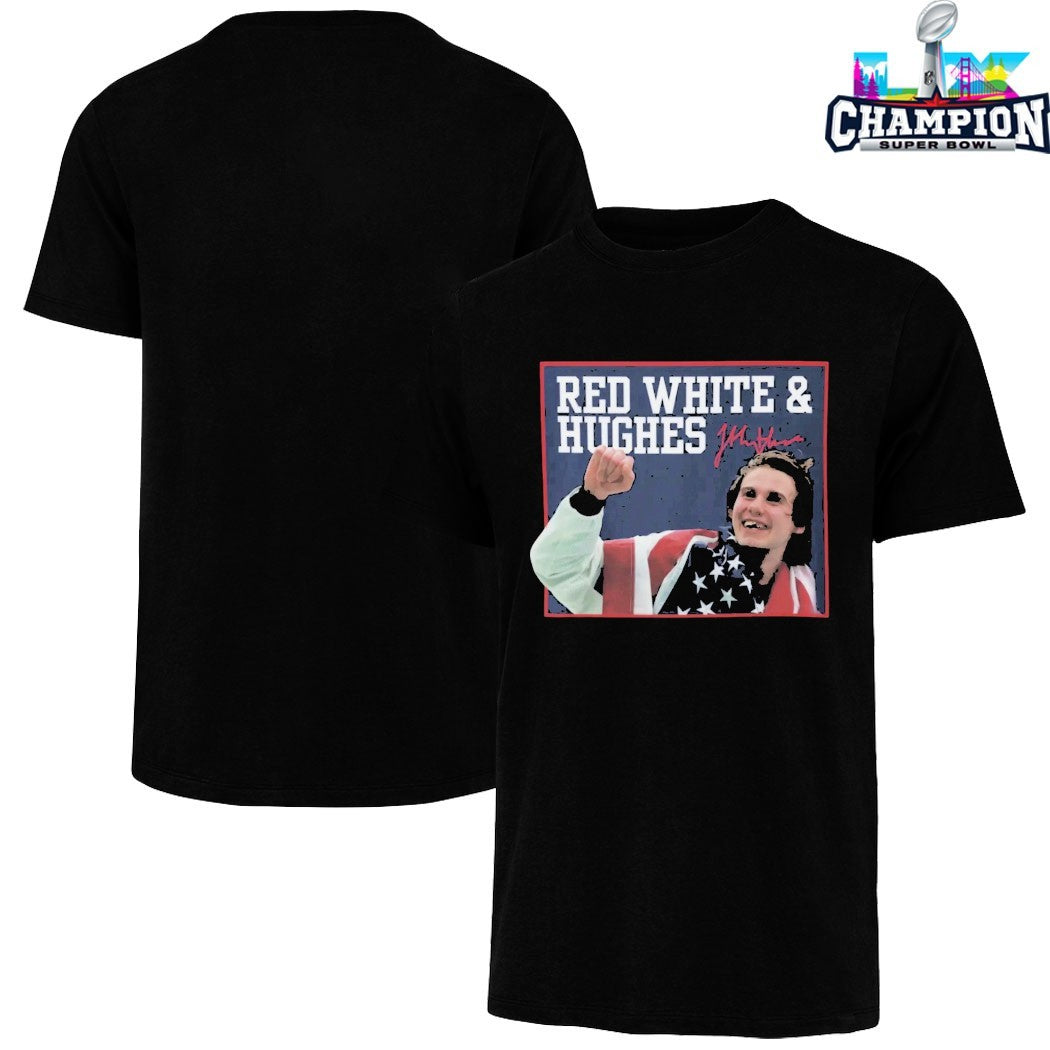 Red White And Jack Hughes Toothless Smile USA Hockey Champions 2026 T-Shirts