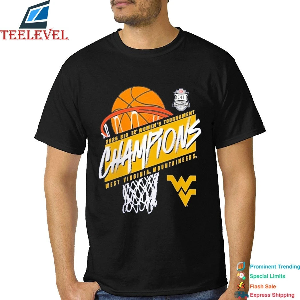 West Virginia Mountaineers 2026 Big 12 Women’s Basketball Tournament Champions Shirts