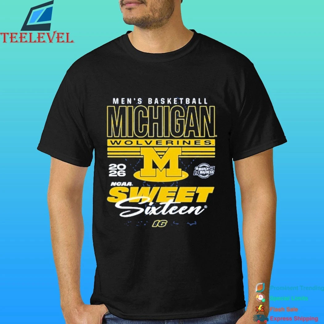 Michigan Wolverines Something Inked 2026 Ncaa March Madness Sweet 16 Bound Net Shirt