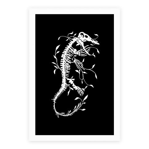 Floral Dinosaur Mosasaur Poster
