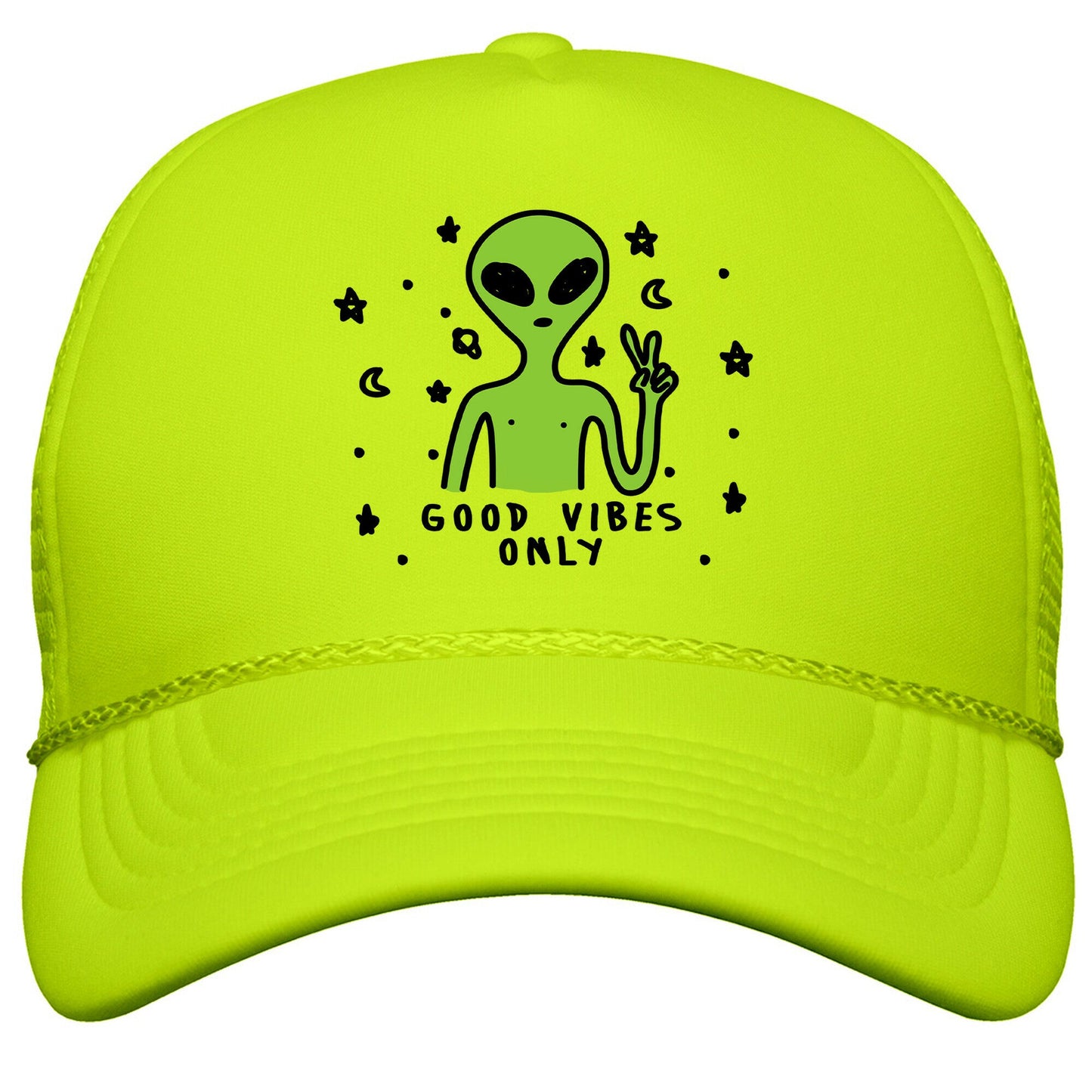 Good Vibes Only Alien Snapback Trucker Hat