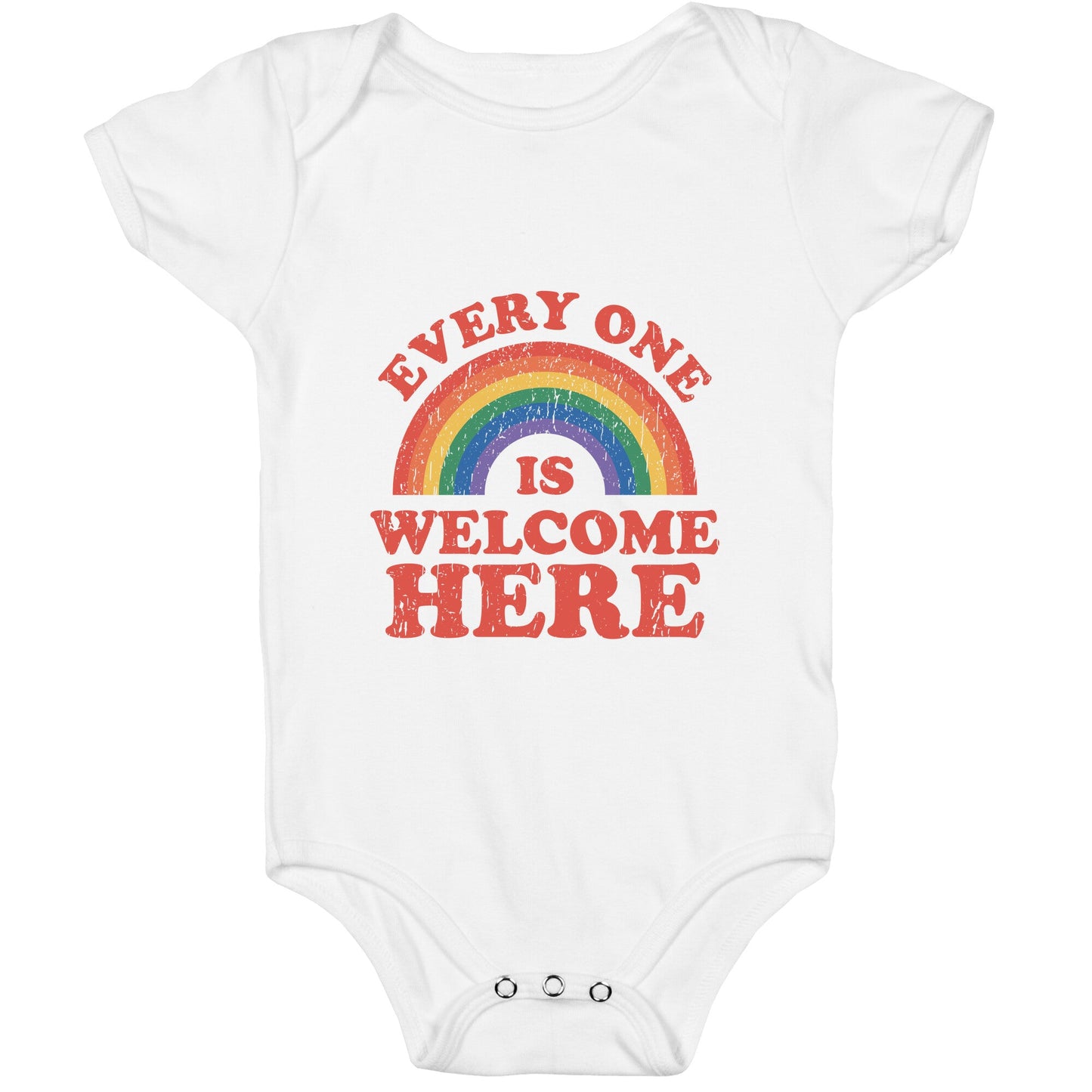 Everyone Is Welcome Here Rainbow Baby One-Piece