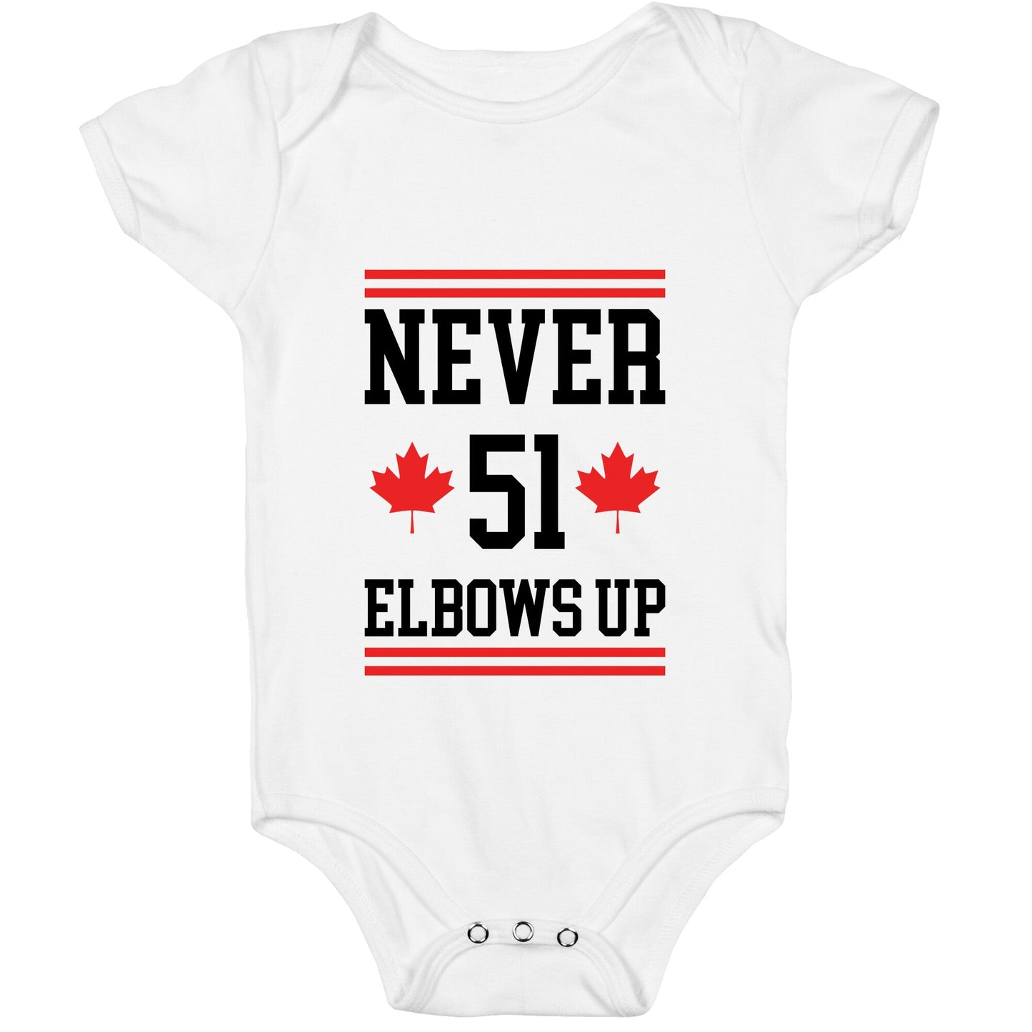 Elbows Up Never 51 Baby One-Piece