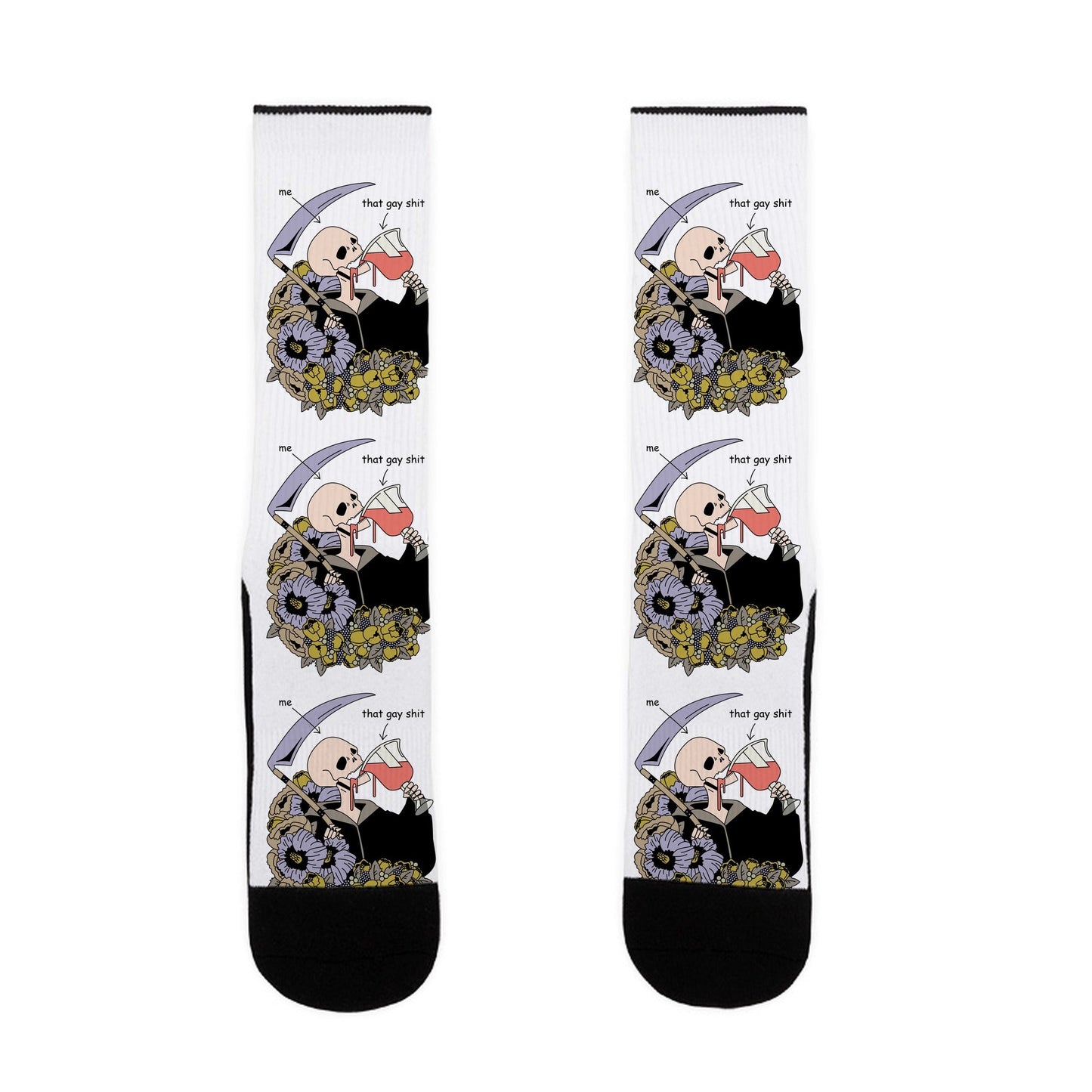Skeleton Drinking Wine Socks