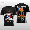2026 Bad Bunny Im Here For The Benito Bowl Signature 3D T-Shirt – Black