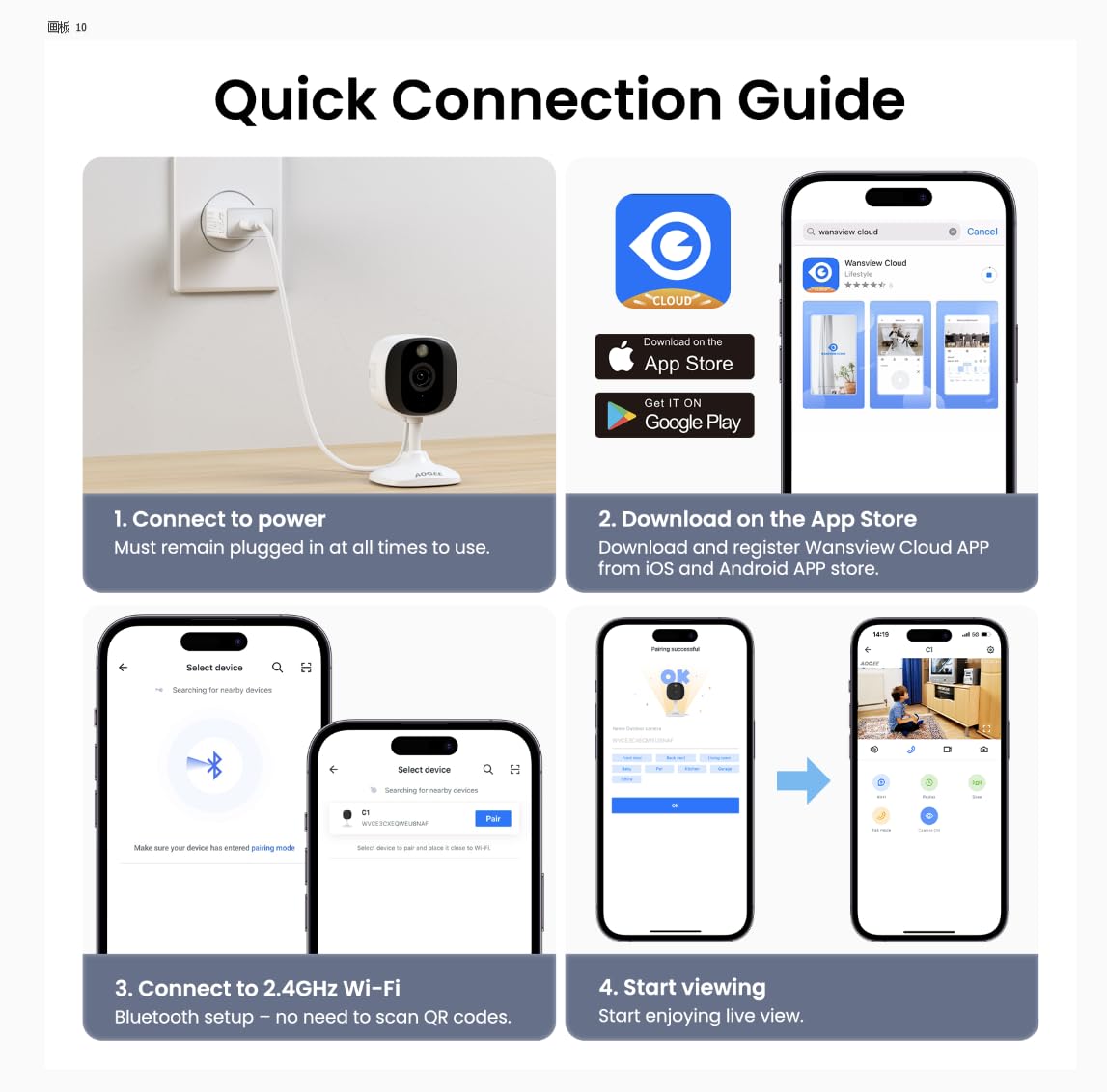 AOQEE 2K Cameras for Home Security-Outdoor/Indoor Camera for Dog/Cat/Pet/Nanny/Baby/Elderly, Color Night Vision, White Light, Siren, 24/7 SD Recordings, Works with Alexa, Plug in (C1-White-2pack-2.4G)