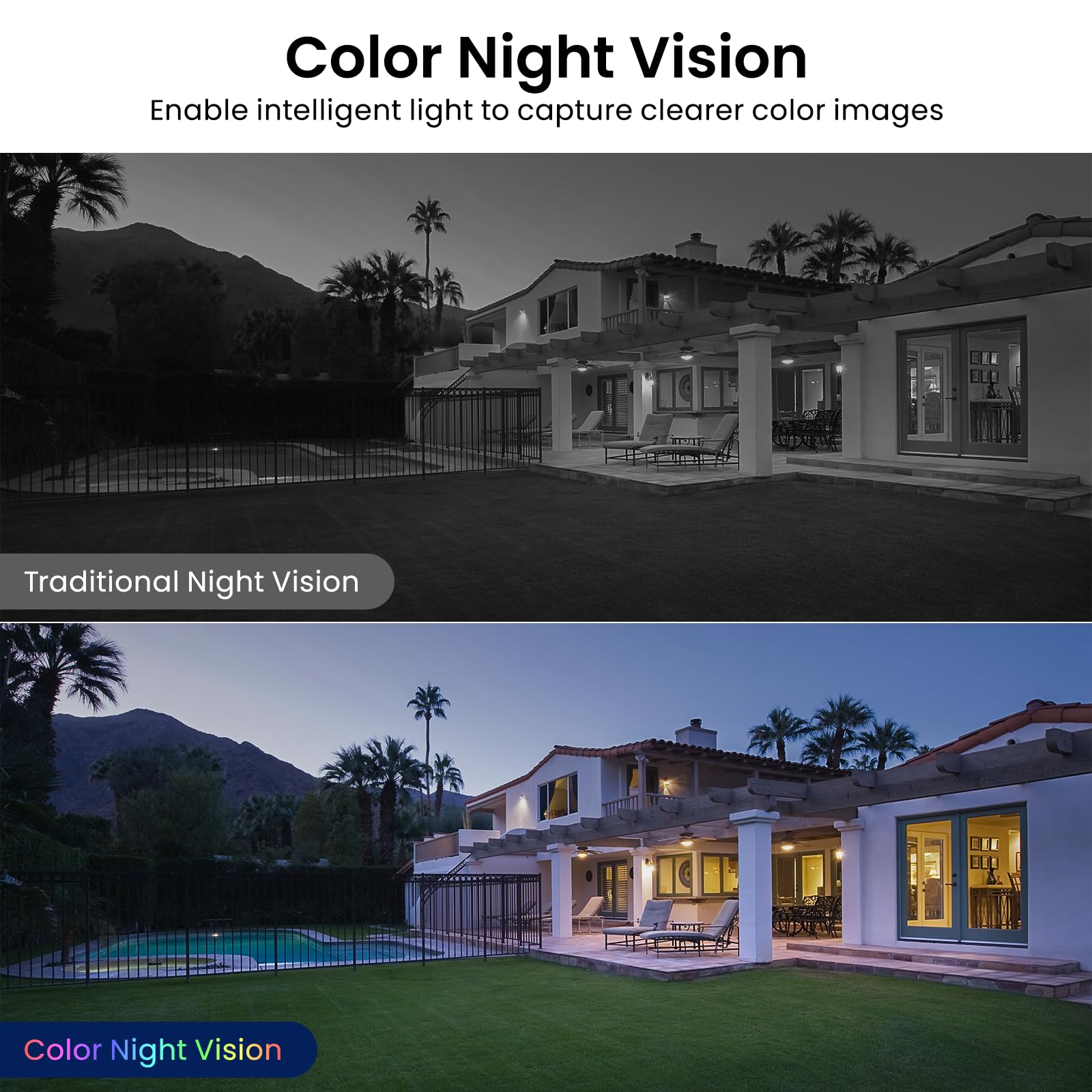 AOQEE 2K Cameras for Home Security-Outdoor/Indoor Camera for Dog/Cat/Pet/Nanny/Baby/Elderly, Color Night Vision, White Light, Siren, 24/7 SD Recordings, Works with Alexa, Plug in (C1-White-2pack-2.4G)