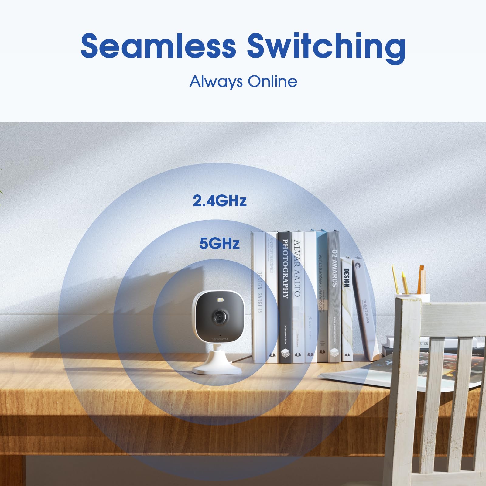 4MP Indoor Cameras for Home Security Outdoor, Home Security Camera System, 2.4g/5g Camera for House/Elder/Dog/Pet/Baby, Plug and Play, Support Card/Cloud (Not Included), Wired, 2PCS