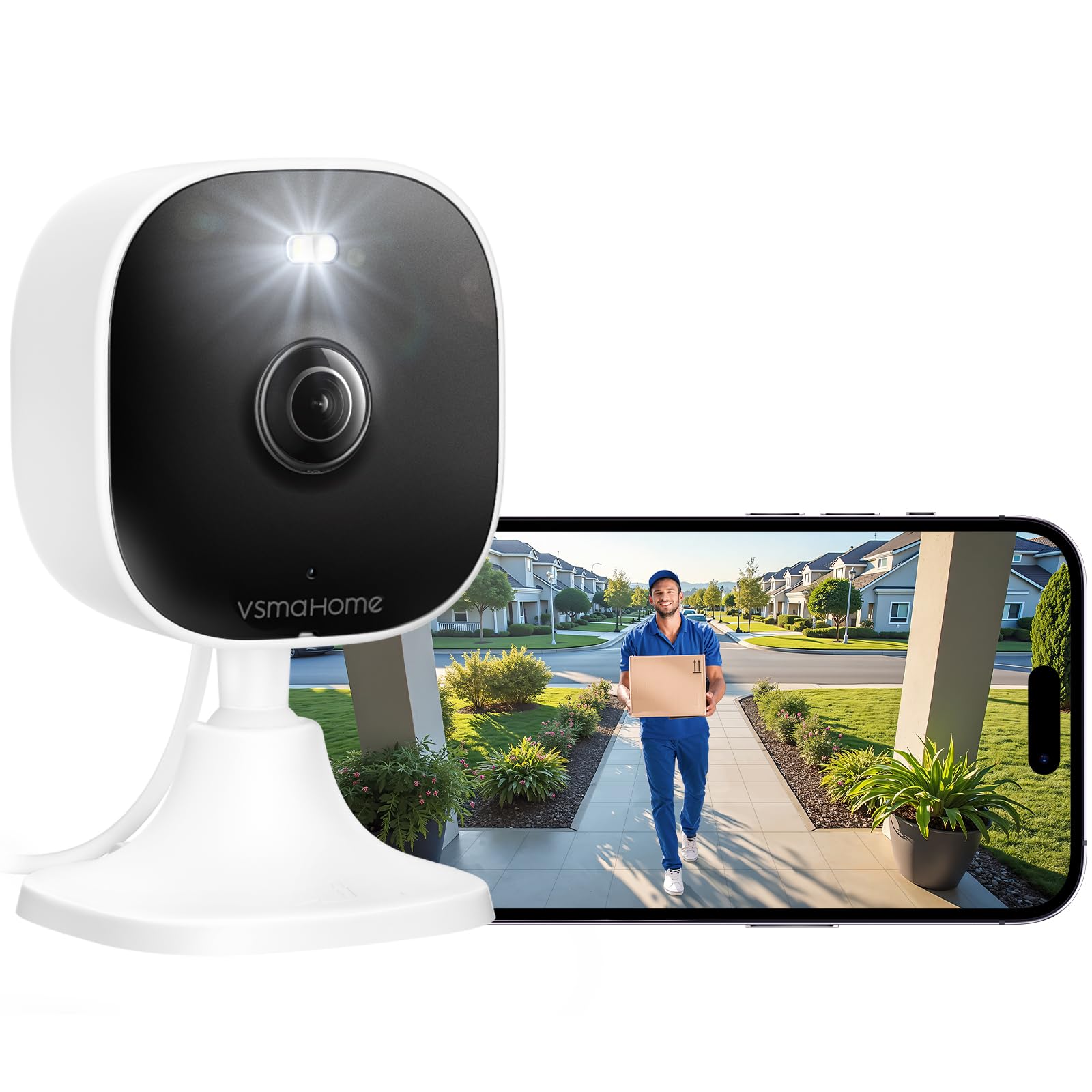 4MP Indoor Cameras for Home Security Outdoor, Home Security Camera System, 2.4g/5g Camera for House/Elder/Dog/Pet/Baby, Plug and Play, Support Card/Cloud (Not Included), Wired, 2PCS