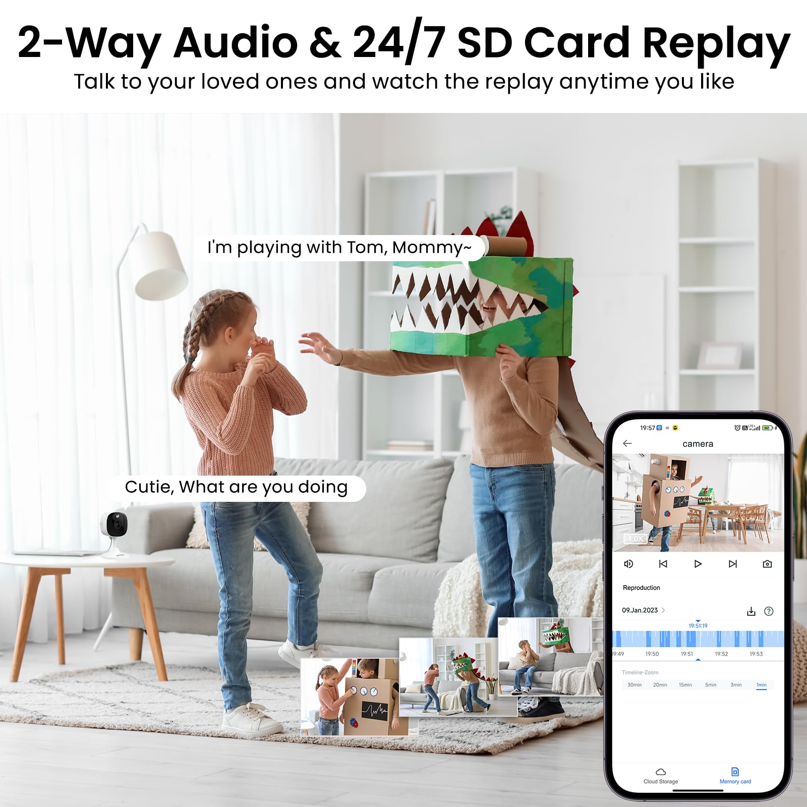 AOQEE 2K Cameras for Home Security-Outdoor/Indoor Camera for Dog/Cat/Pet/Nanny/Baby/Elderly, Color Night Vision, White Light, Siren, 24/7 SD Recordings, Works with Alexa, Plug in (C1-White-2pack-2.4G)
