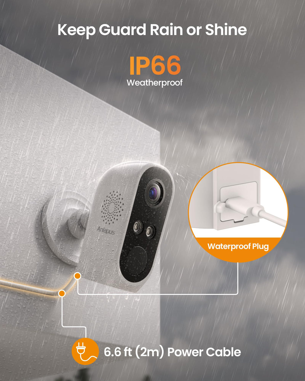 Anlapus 3MP 2K WiFi Security Camera Outdoor Indoor, 2 x WiFi6 & 2.4GHz Plug-in Cameras for Home Security, Color Night Vision, Human Vehicle Detection, Light Siren Alarm, 24/7 Recording, Easy Install
