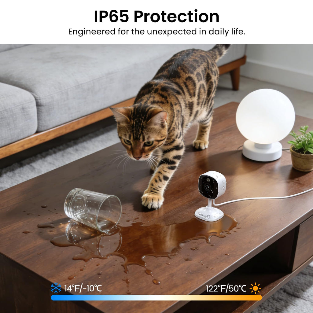 AOQEE 2K Cameras for Home Security-Outdoor/Indoor Camera for Dog/Cat/Pet/Nanny/Baby/Elderly, Color Night Vision, White Light, Siren, 24/7 SD Recordings, Works with Alexa, Plug in (C1-White-2pack-2.4G)