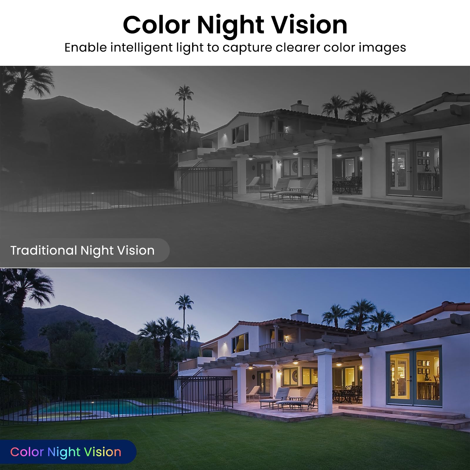 AOQEE 2K Cameras for Home Security-Outdoor/Indoor Camera for Dog/Cat/Pet/Nanny/Baby/Elderly, Color Night Vision, White Light, Siren, 24/7 SD Recordings, Works with Alexa, Plug in (C1-White-2pack-2.4G)