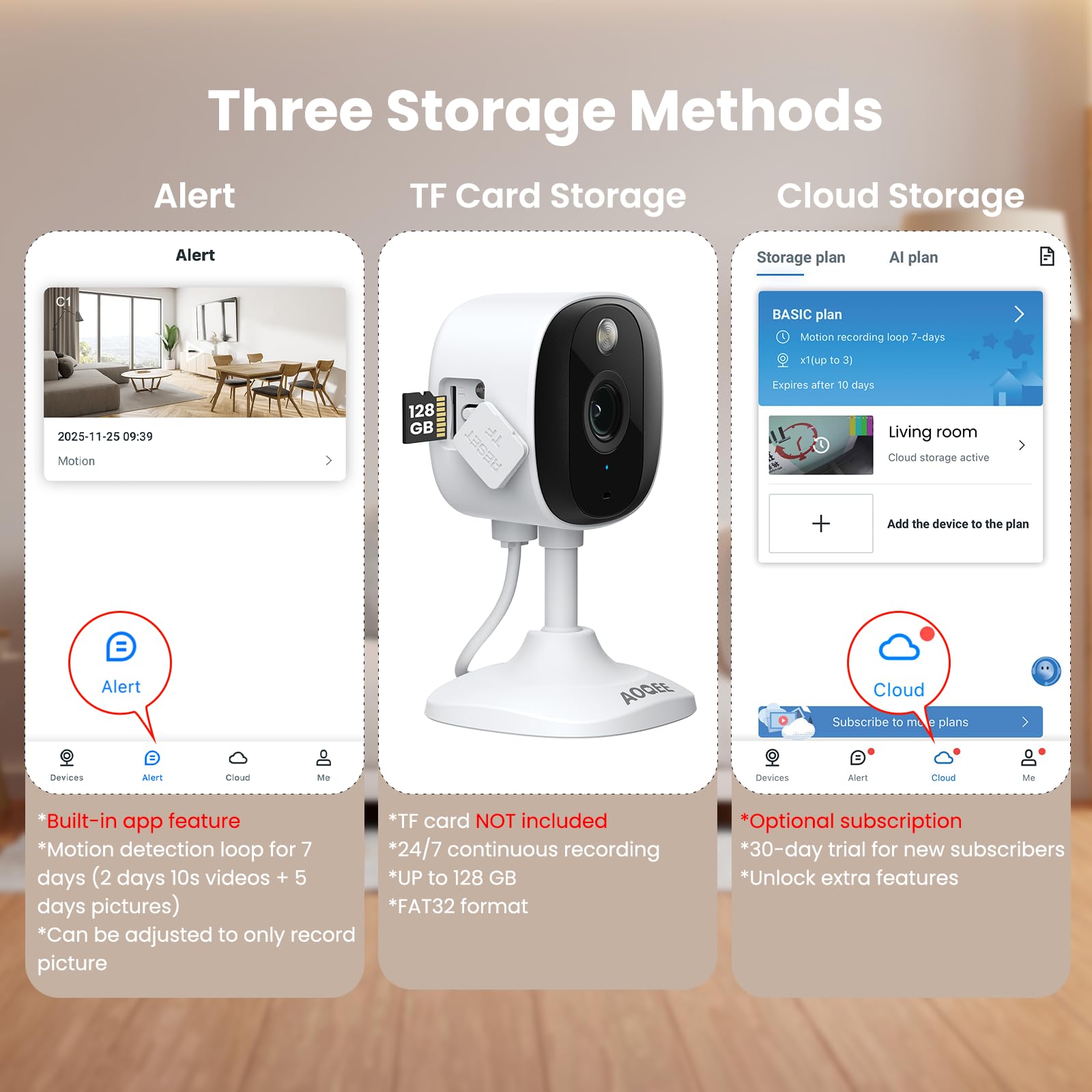 AOQEE 2K Cameras for Home Security-Outdoor/Indoor Camera for Dog/Cat/Pet/Nanny/Baby/Elderly, Color Night Vision, White Light, Siren, 24/7 SD Recordings, Works with Alexa, Plug in (C1-White-2pack-2.4G)