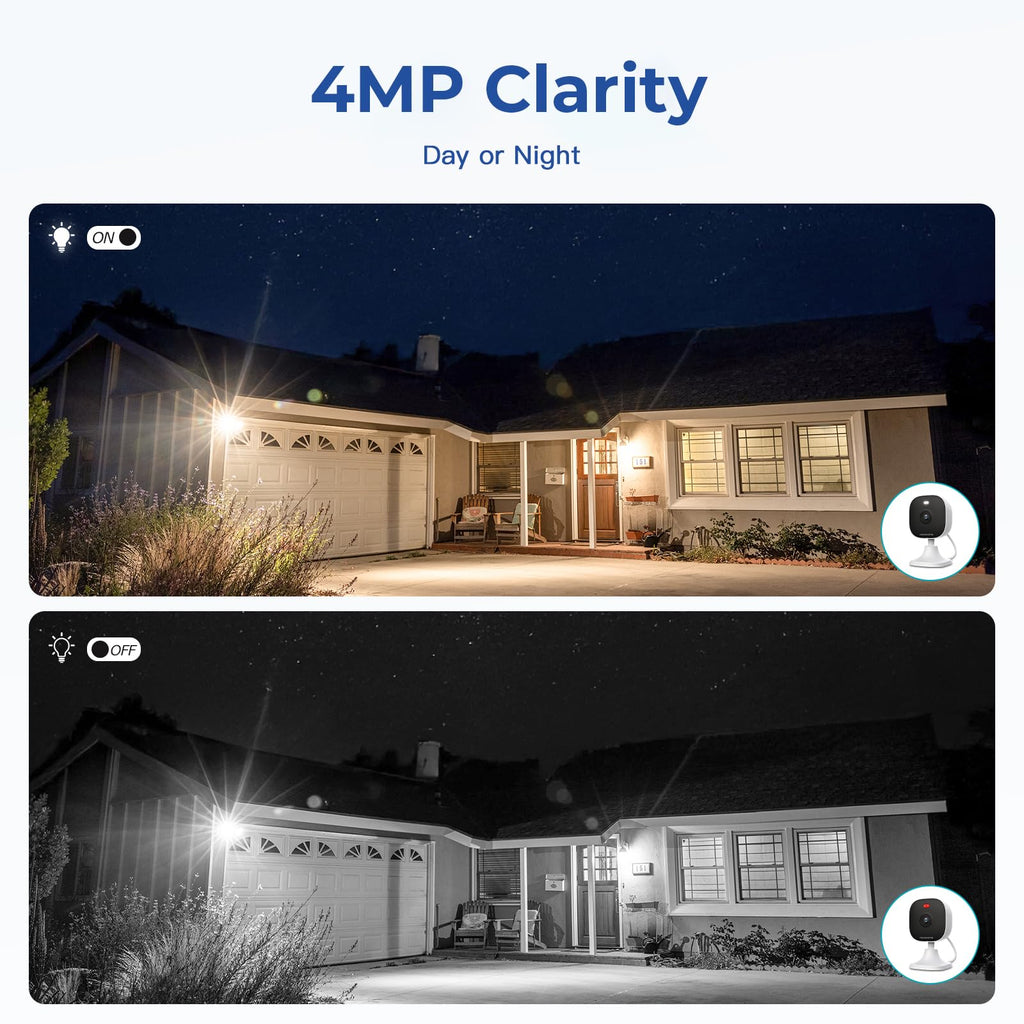 4MP Indoor Cameras for Home Security Outdoor, Home Security Camera System, 2.4g/5g Camera for House/Elder/Dog/Pet/Baby, Plug and Play, Support Card/Cloud (Not Included), Wired, 2PCS