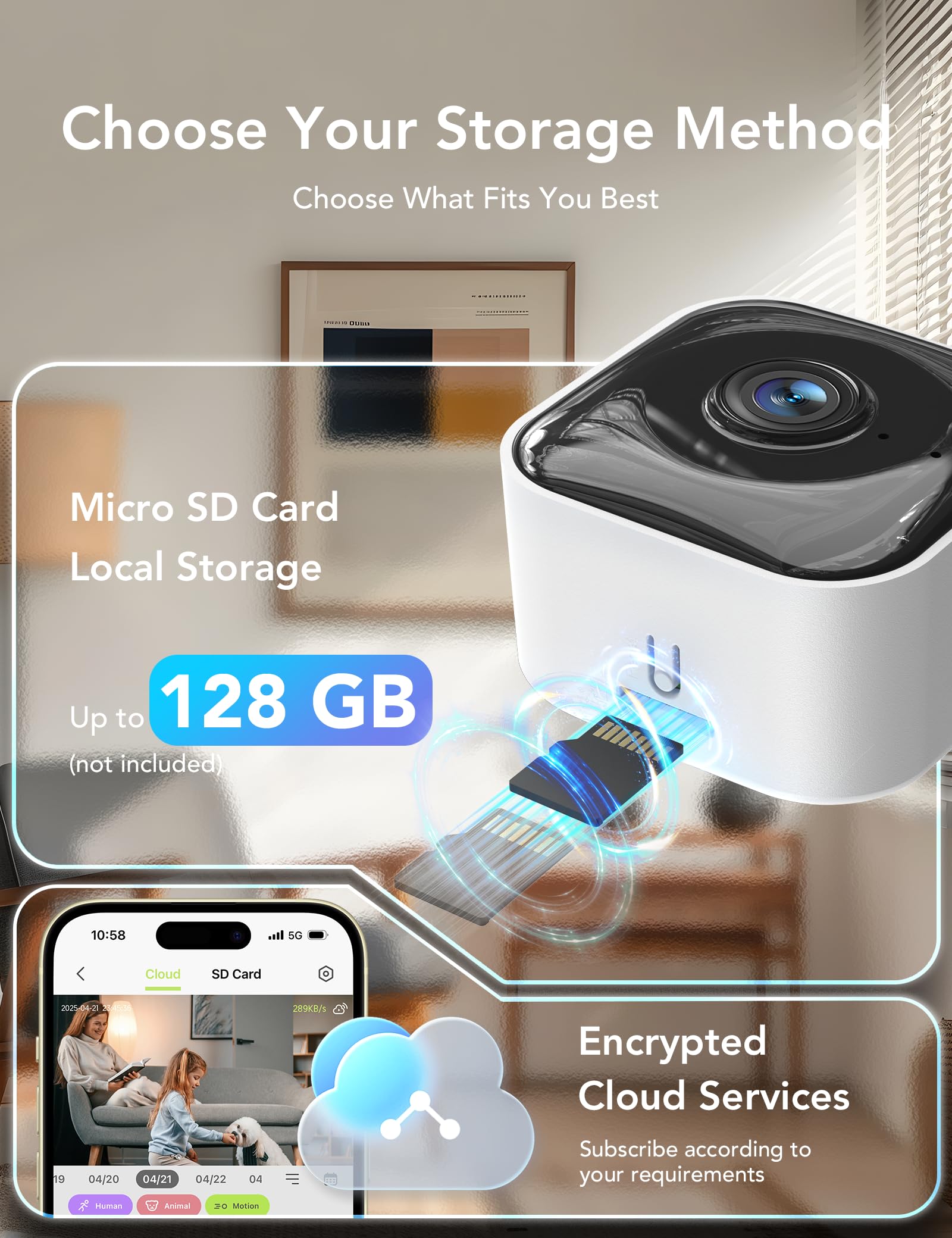 GNCC 2K Indoor Cameras for Home Security with Phone App, 2.4G/5G Mini Pet Cam w/Human/Motion/Sound Detection, Compatible with Alexa, Cloud Storage Optional, Fixed View, Plug-in, 2 Pack (Copy) (Copy) (Copy)