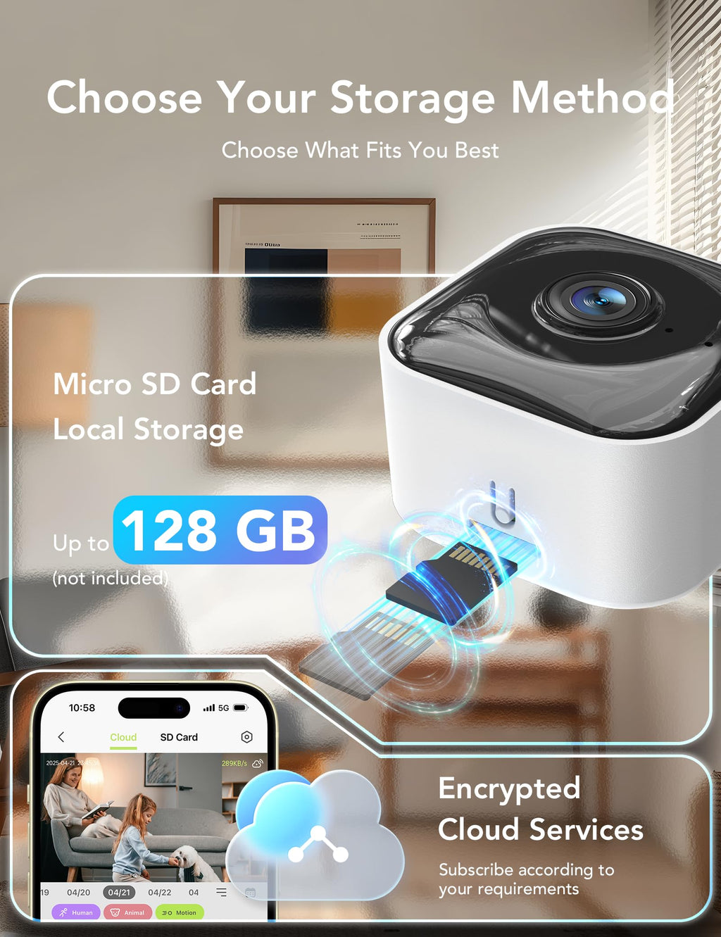 GNCC 2K Indoor Cameras for Home Security with Phone App, 2.4G/5G Mini Pet Cam w/Human/Motion/Sound Detection, Compatible with Alexa, Cloud Storage Optional, Fixed View, Plug-in, 2 Pack (Copy) (Copy) (Copy)