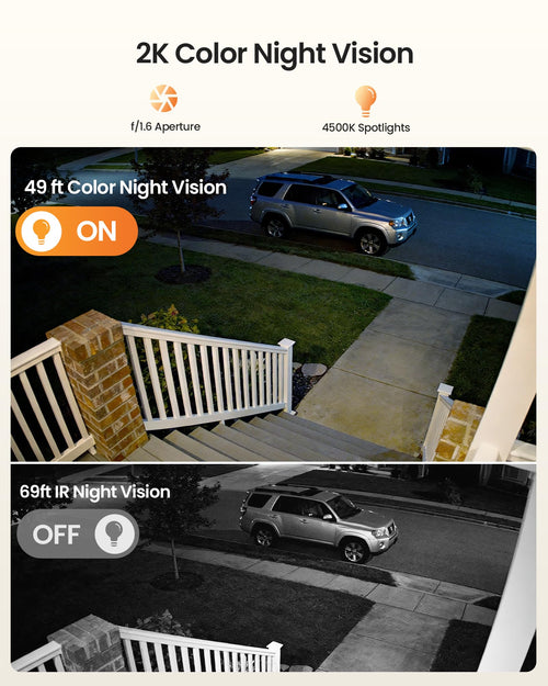 Anlapus 3MP 2K WiFi Security Camera Outdoor Indoor, 2 x WiFi6 & 2.4GHz Plug-in Cameras for Home Security, Color Night Vision, Human Vehicle Detection, Light Siren Alarm, 24/7 Recording, Easy Install