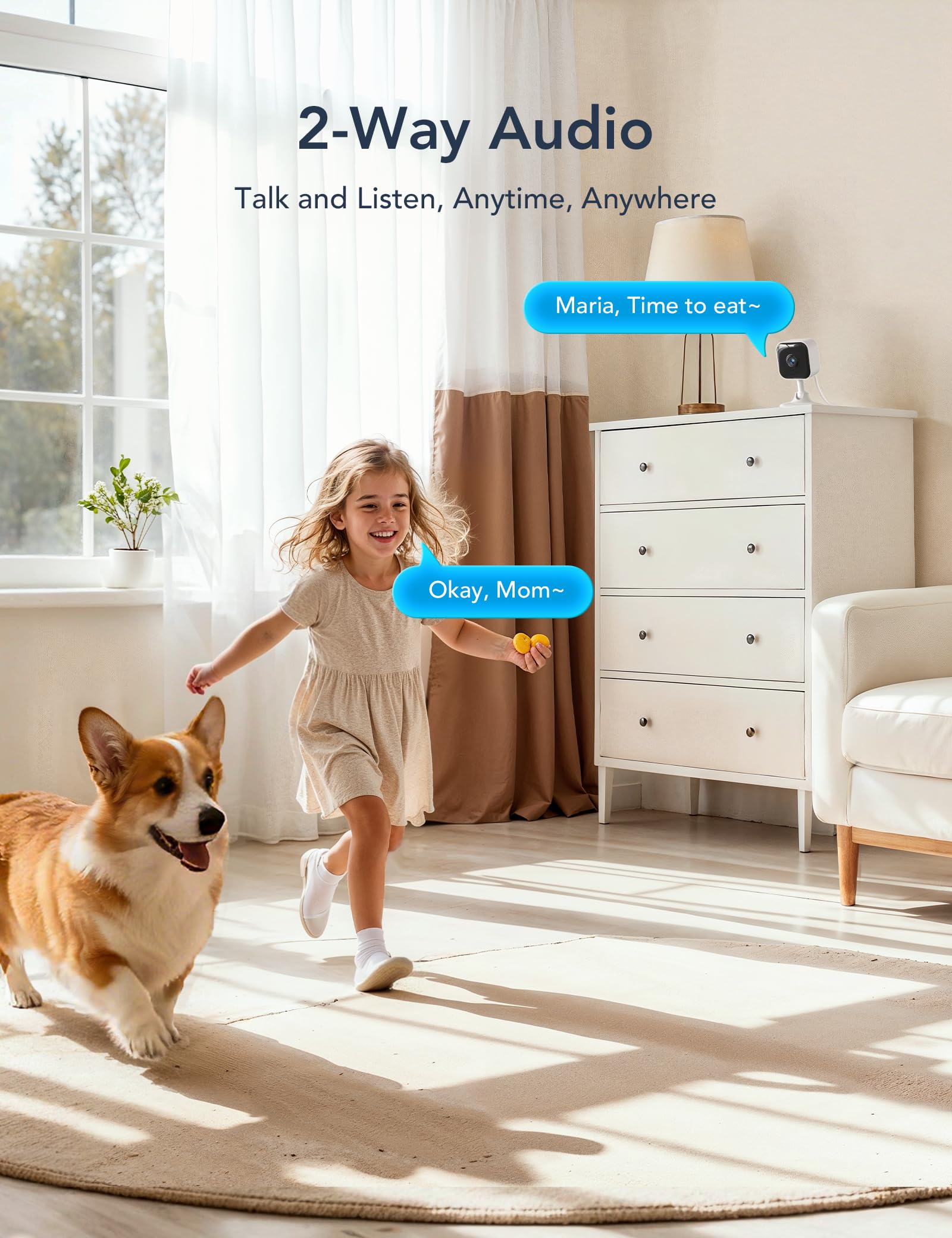 GNCC 2K Indoor Cameras for Home Security with Phone App, 2.4G/5G Mini Pet Cam w/Human/Motion/Sound Detection, Compatible with Alexa, Cloud Storage Optional, Fixed View, Plug-in, 2 Pack (Copy) (Copy) (Copy)