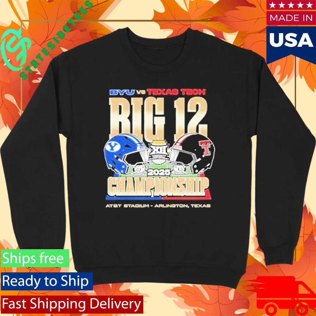 BYU Vs Tech Red Raiders 2025 Big 12 Football Championship Helmet Shirt