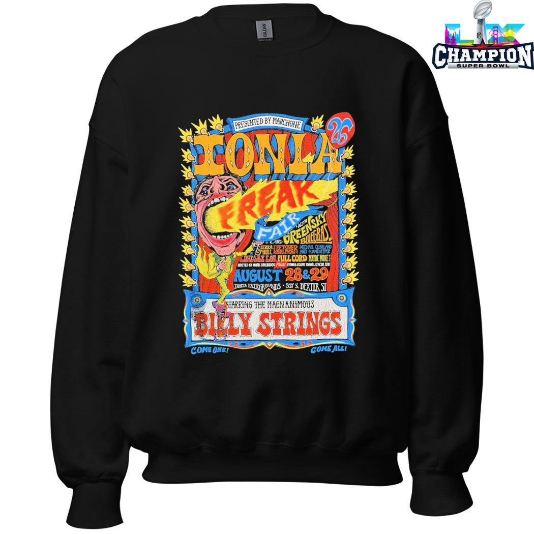 Billy Strings Come One Come All In Ionia Freak Fair MI At The Ionia County Fairgrounds August 28 29 2026 Starring T-Shirts