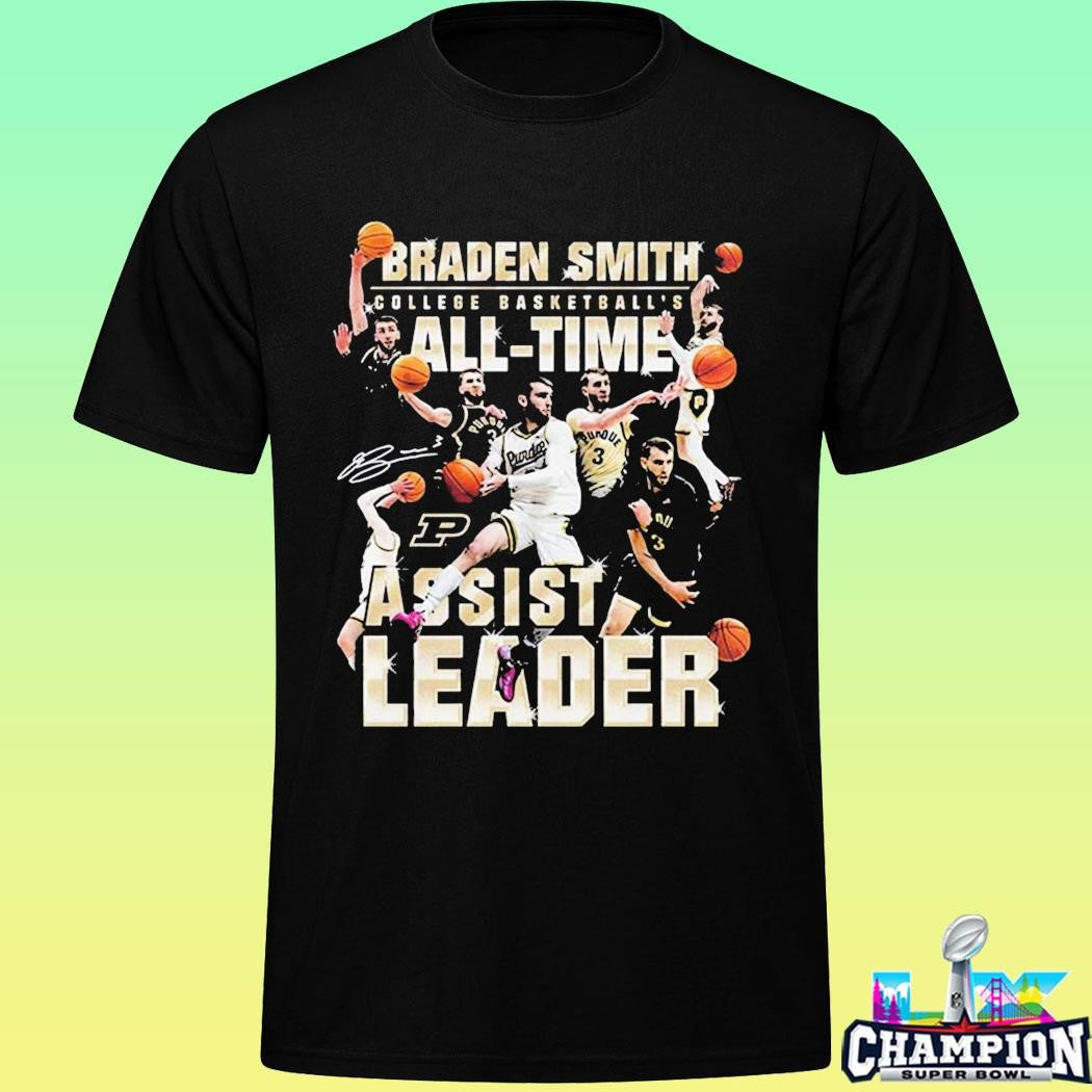 Braden Smith Purdue Boilermakers Men’s College Basketball 2026 All Time Assist Leader Shirt