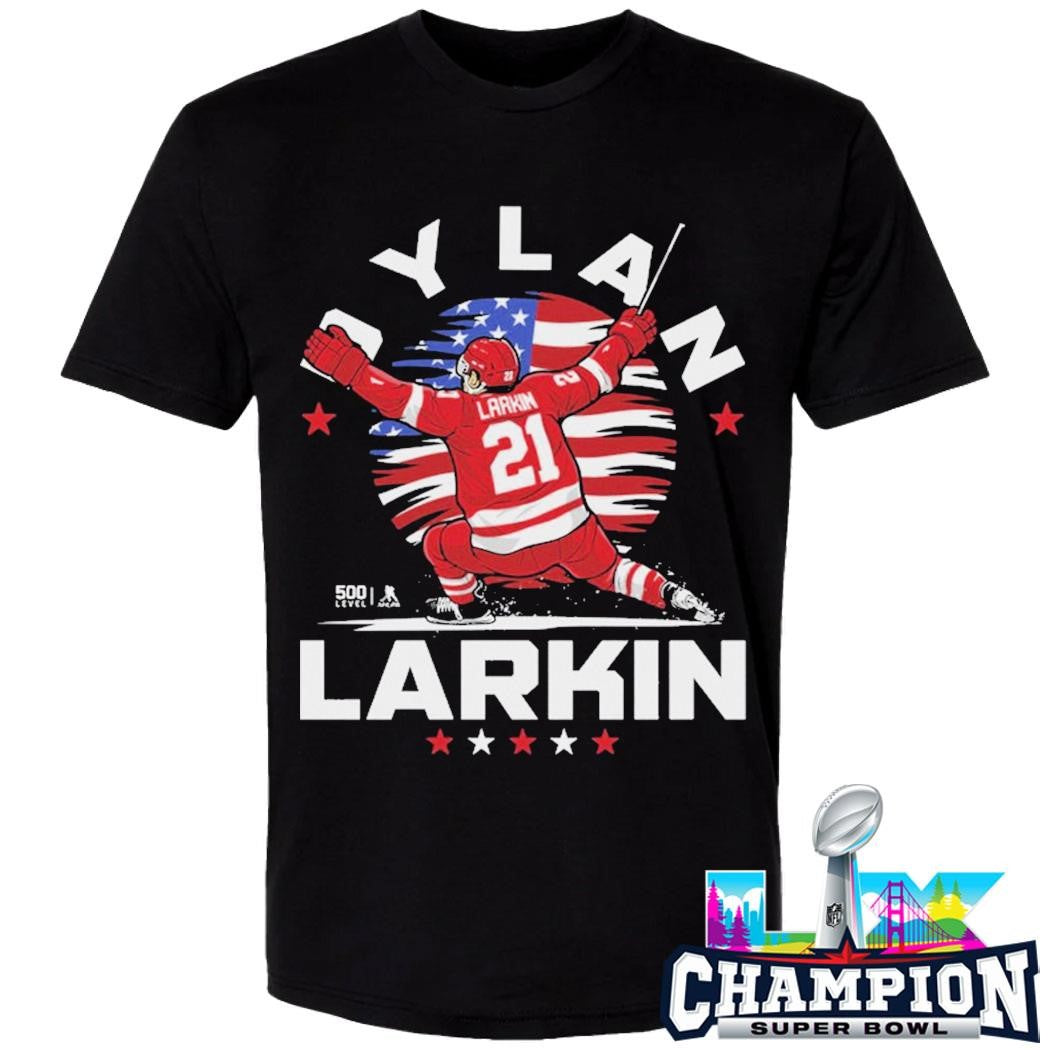 Dylan Larkin Detroit USA Flag Celebration Shirt