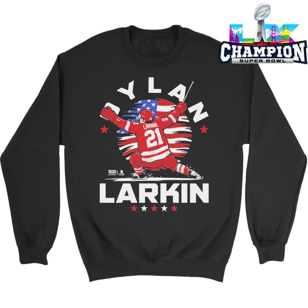 Dylan Larkin Detroit USA Flag Celebration Shirt