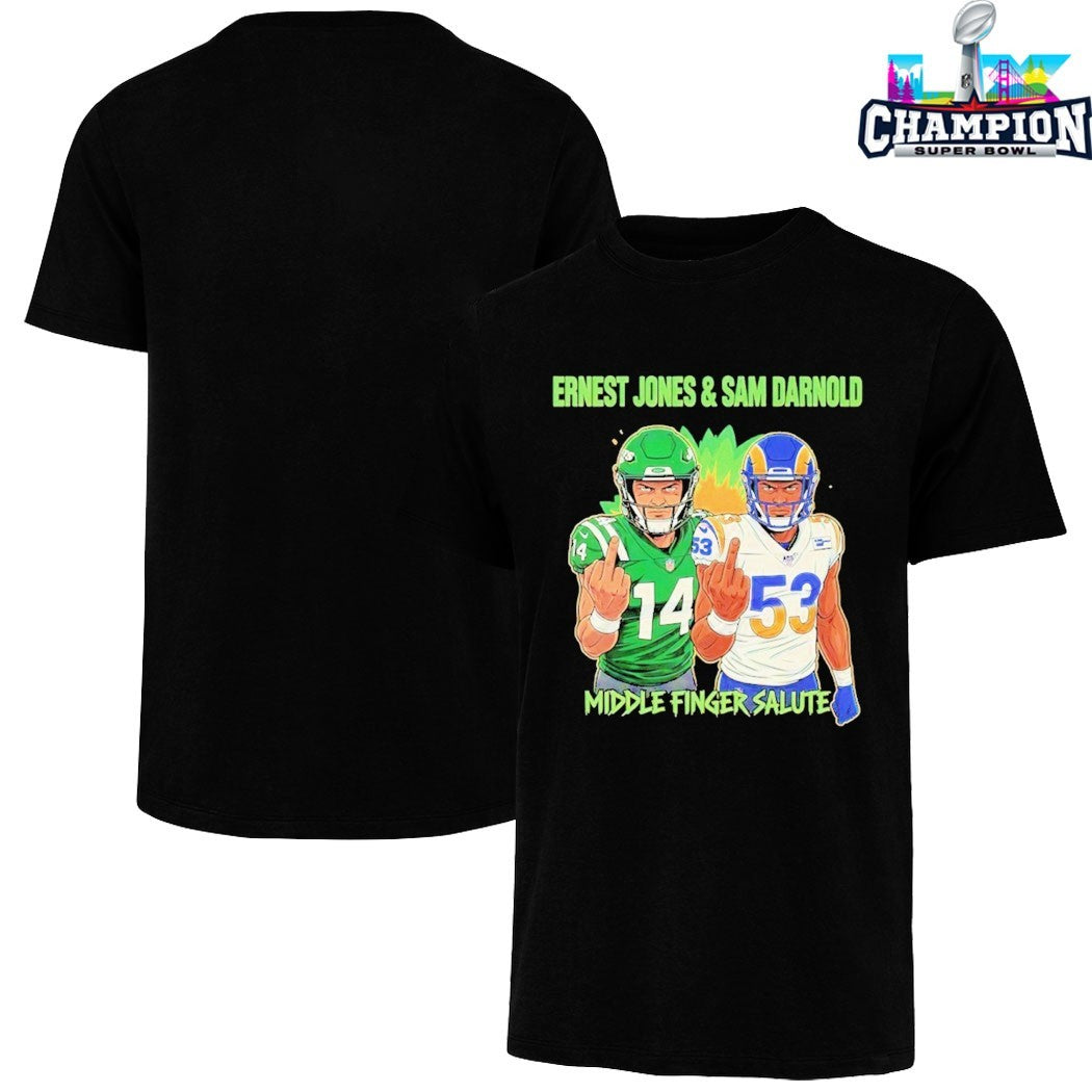 Ernest Jones And Sam Darnold Middle Fingers Salute T-shirts
