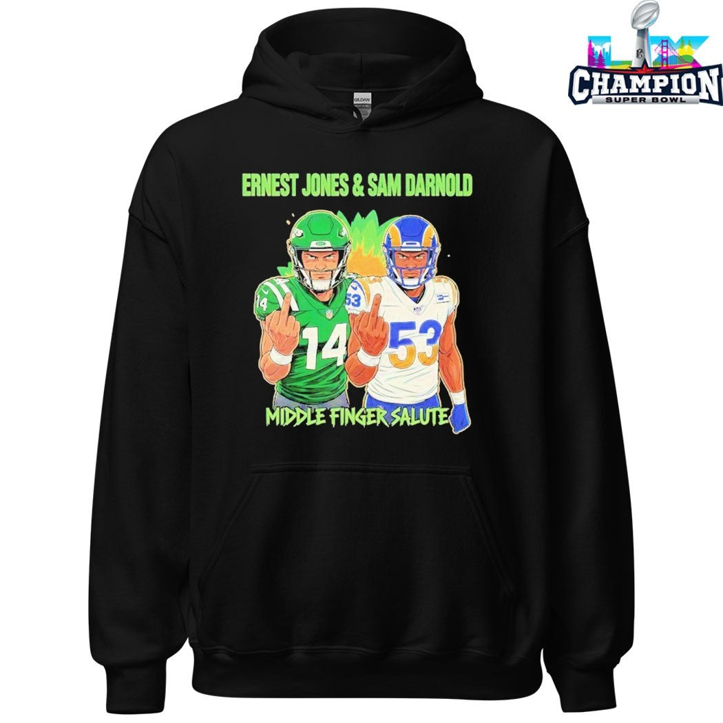 Ernest Jones And Sam Darnold Middle Fingers Salute T-shirts