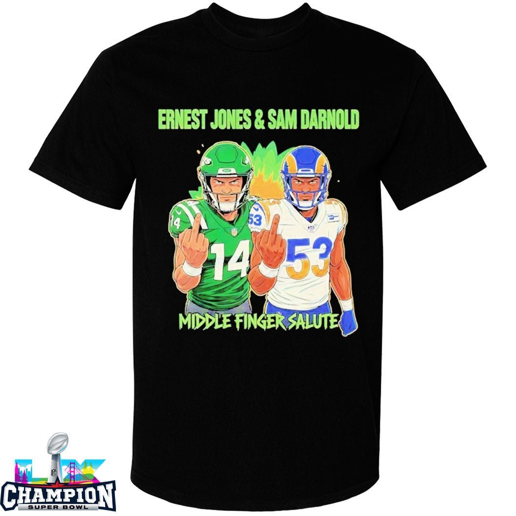 Ernest Jones And Sam Darnold Middle Fingers Salute T-shirts