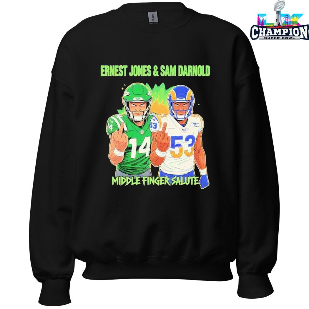 Ernest Jones And Sam Darnold Middle Fingers Salute T-shirts