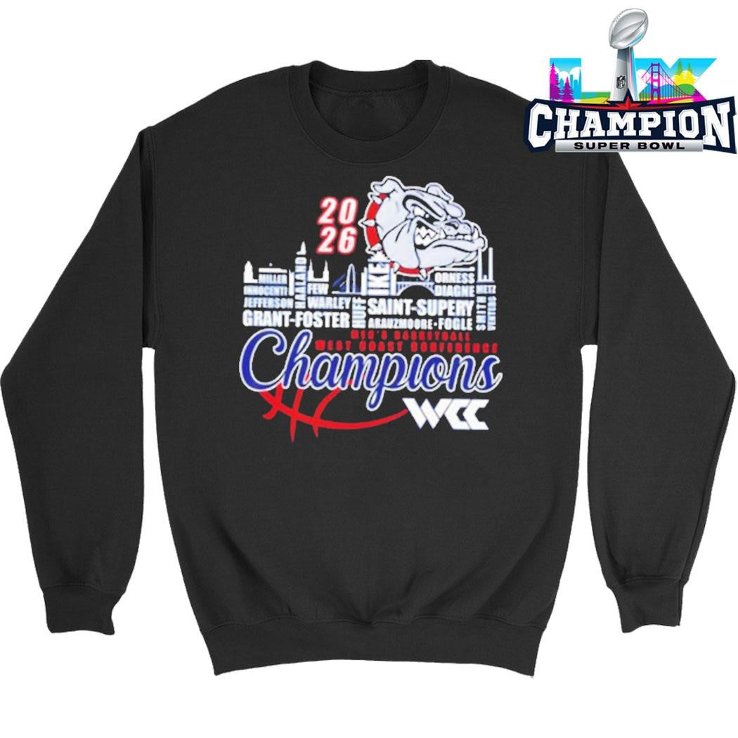 Gonzaga Bulldogs Champions 2026 Wcc Men’s Basketball Mascot Shirt
