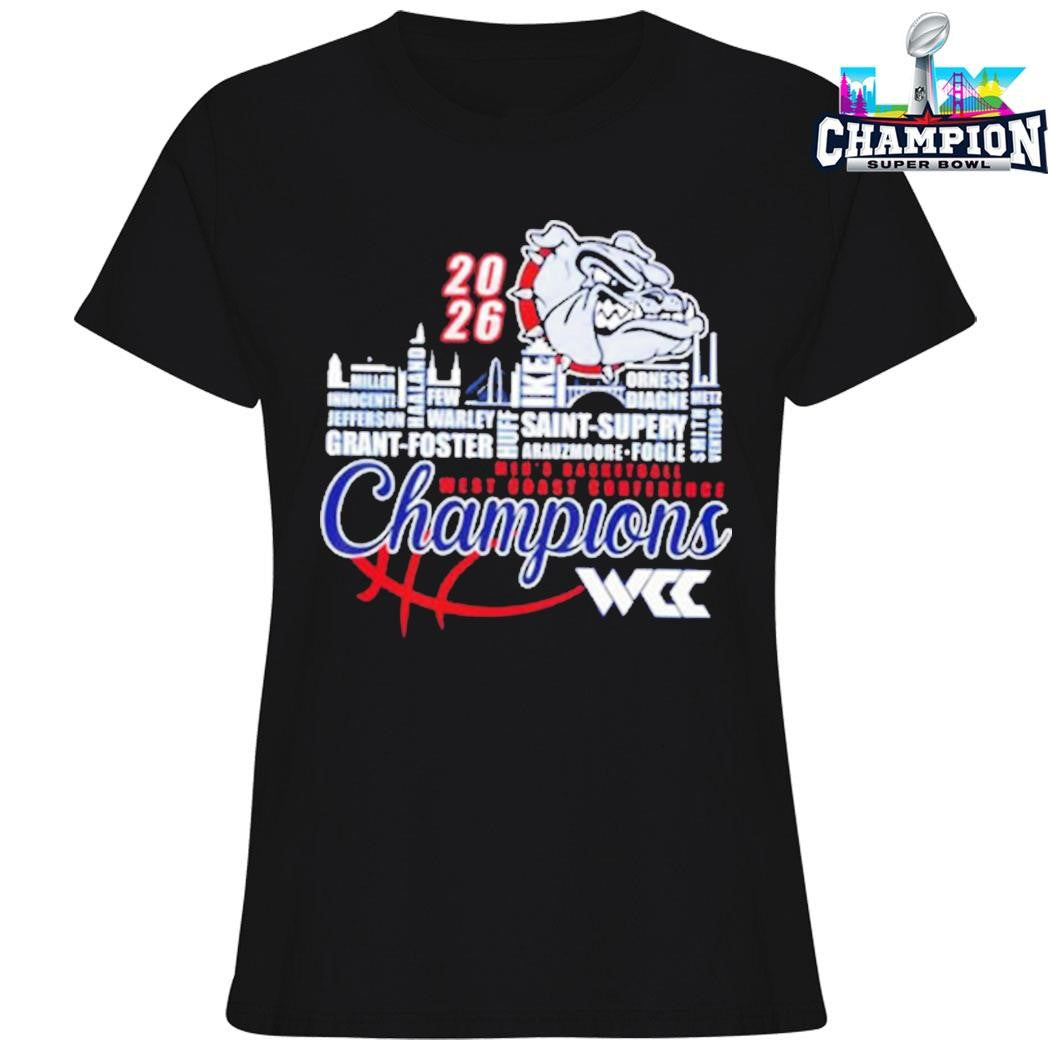Gonzaga Bulldogs Champions 2026 Wcc Men’s Basketball Mascot Shirt