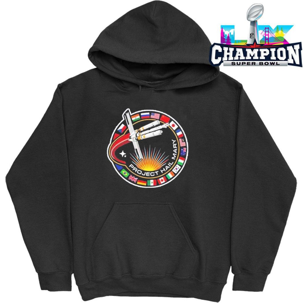 Hail Mary Spaceship With Nation Flags Mission Patch Shirt