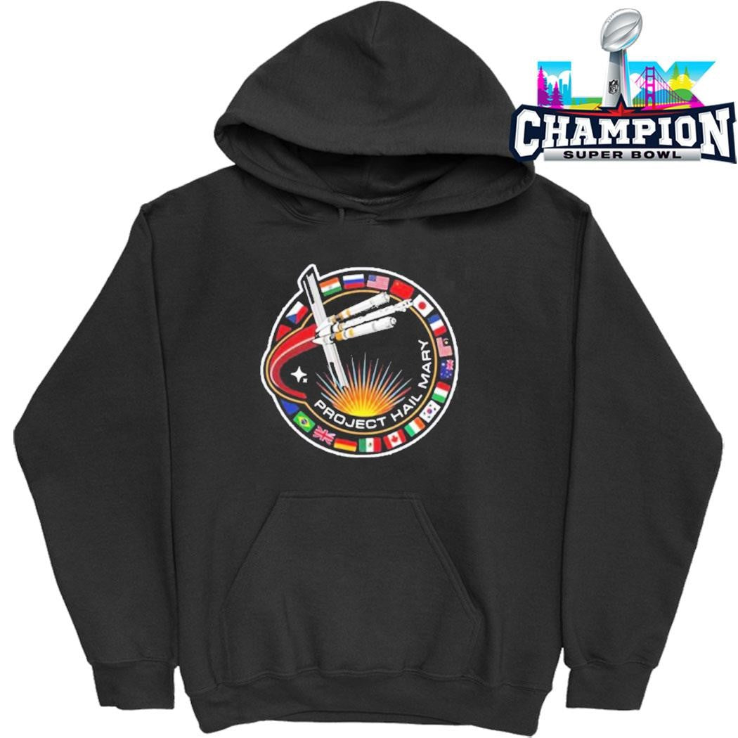 Hail Mary Spaceship With Nation Flags Mission Patch Shirt