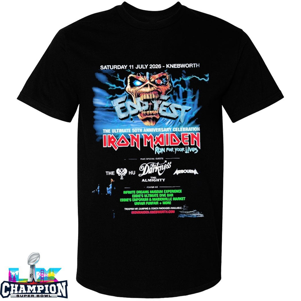 Iron Maiden EddFest The Ultimate 50th Anniversary Celebration On 11 July 2026 I Knebworth UK T-Shirts
