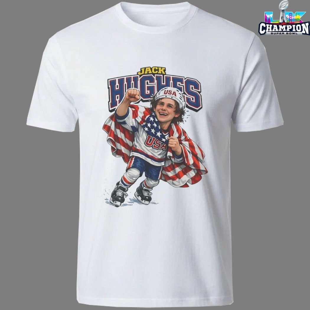 Jack Hughes Caricature USA Men’s Hockey Olympics 2026 T-shirts