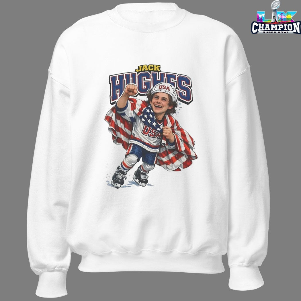 Jack Hughes Caricature USA Men’s Hockey Olympics 2026 T-shirts
