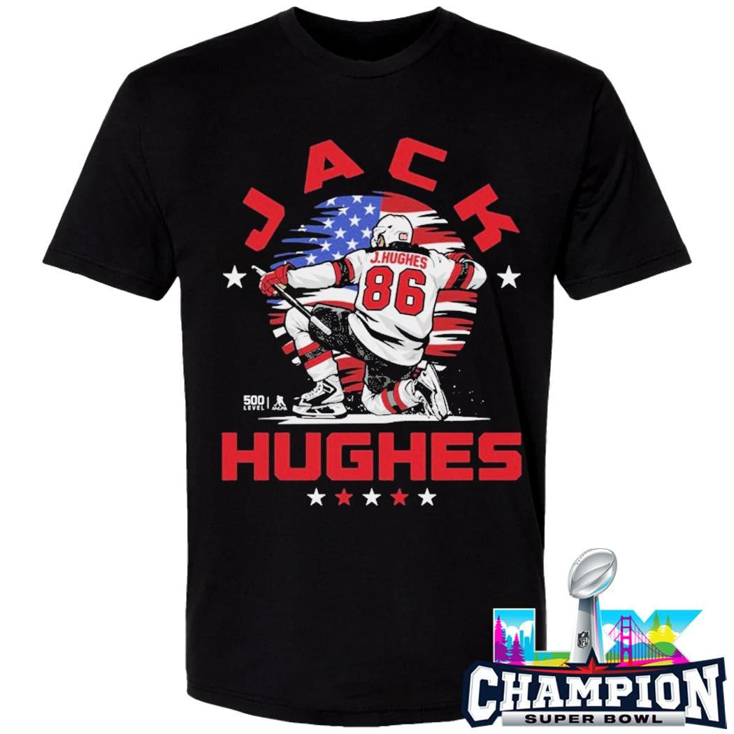 Jack Hughes New Jersey USA Flag Celebration Shirt