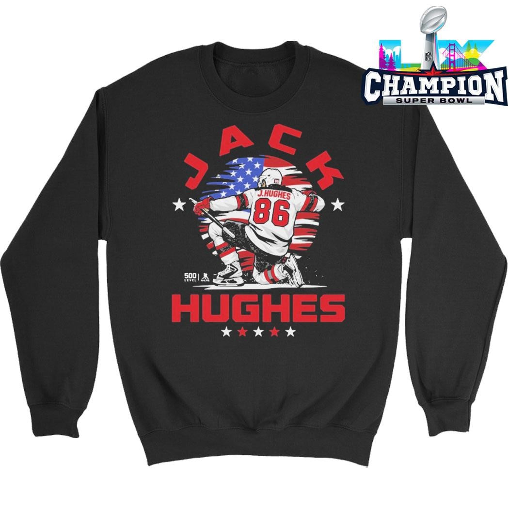 Jack Hughes New Jersey USA Flag Celebration Shirt