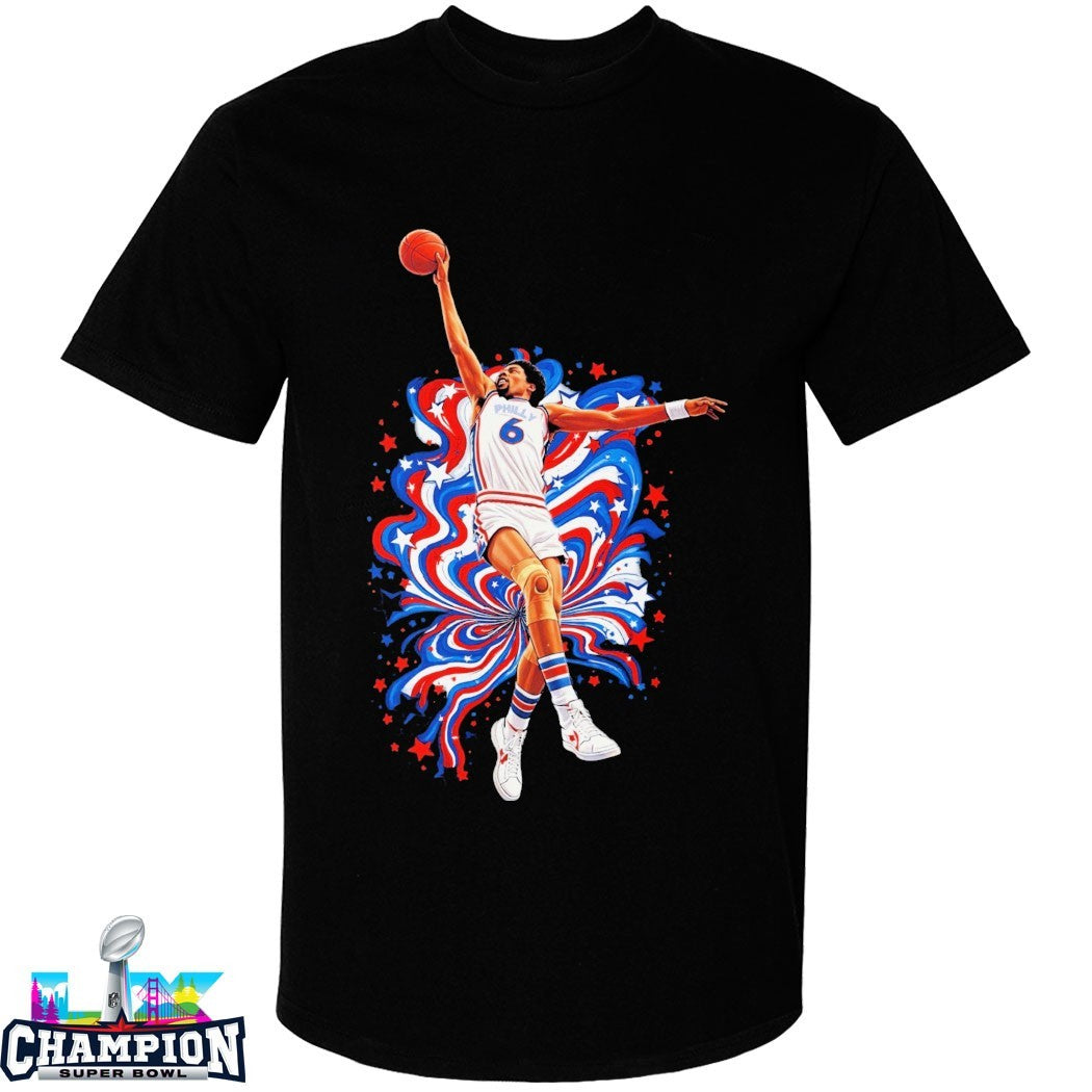 Julius Erving Phunkadelic Dr. J Philadelphia 76ers T-shirts