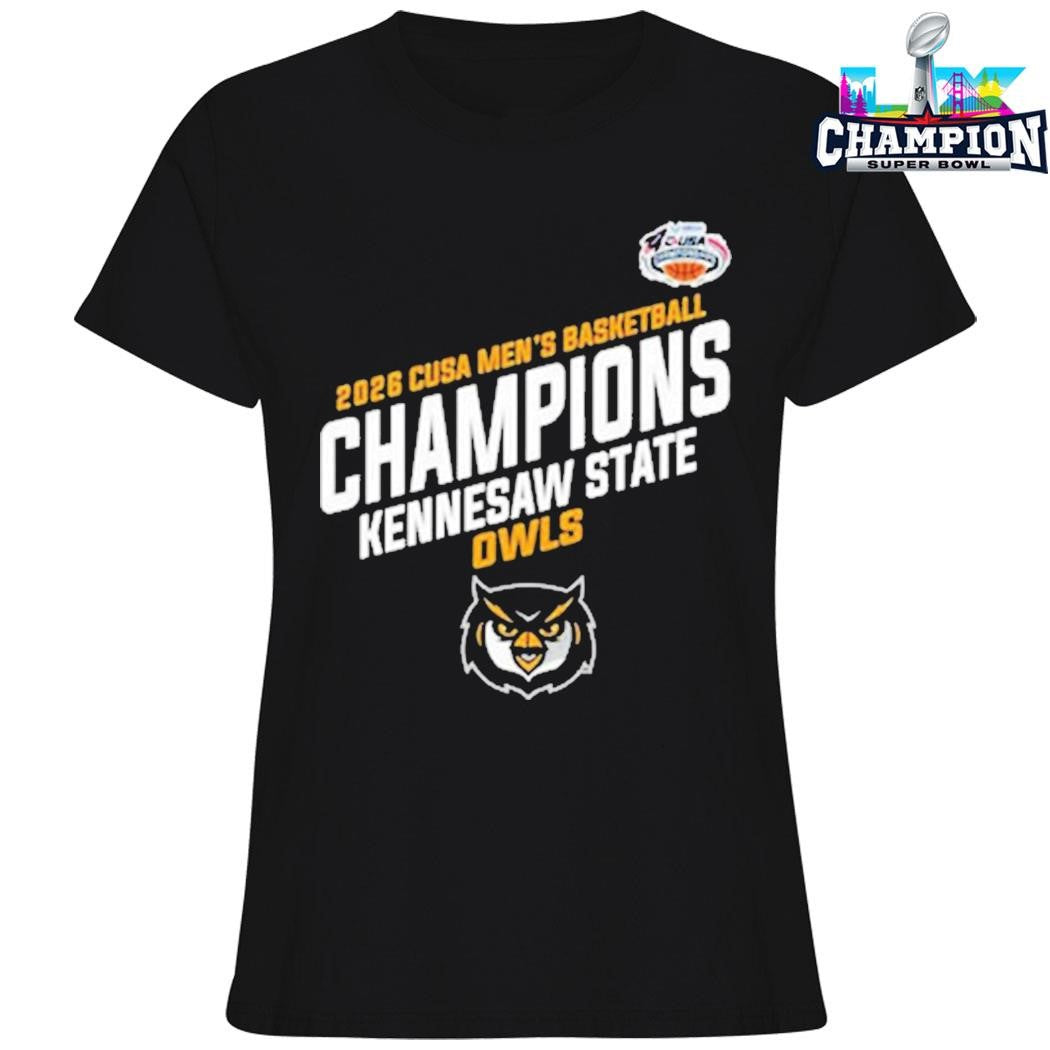Kennesaw State Owls Champions C Usa Men’s Basketball Tournament 2026 Locker Room Shirt