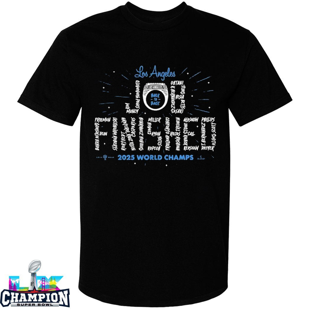 Los Angeles Dodgers Job Finished Back To Back 2025 World Champs T-shirts
