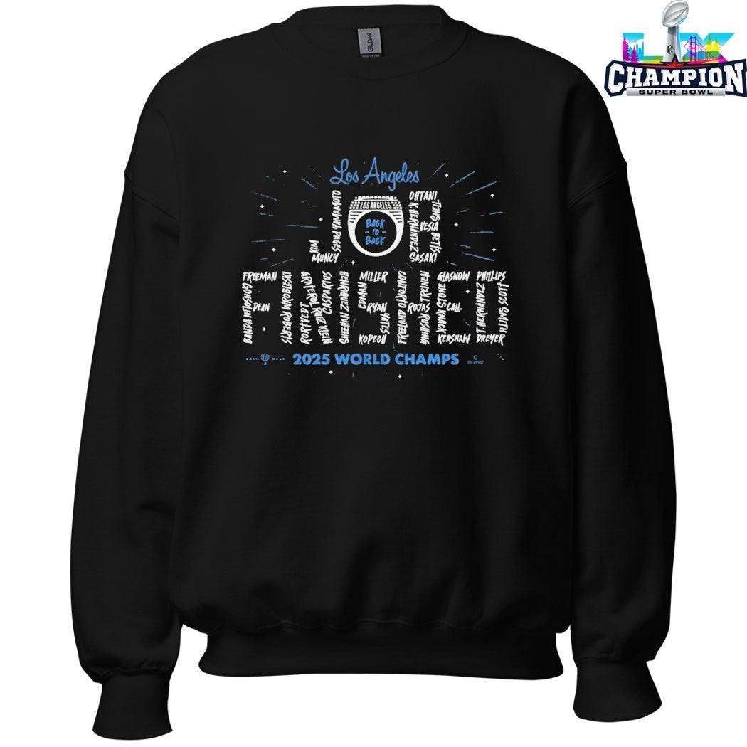 Los Angeles Dodgers Job Finished Back To Back 2025 World Champs T-shirts
